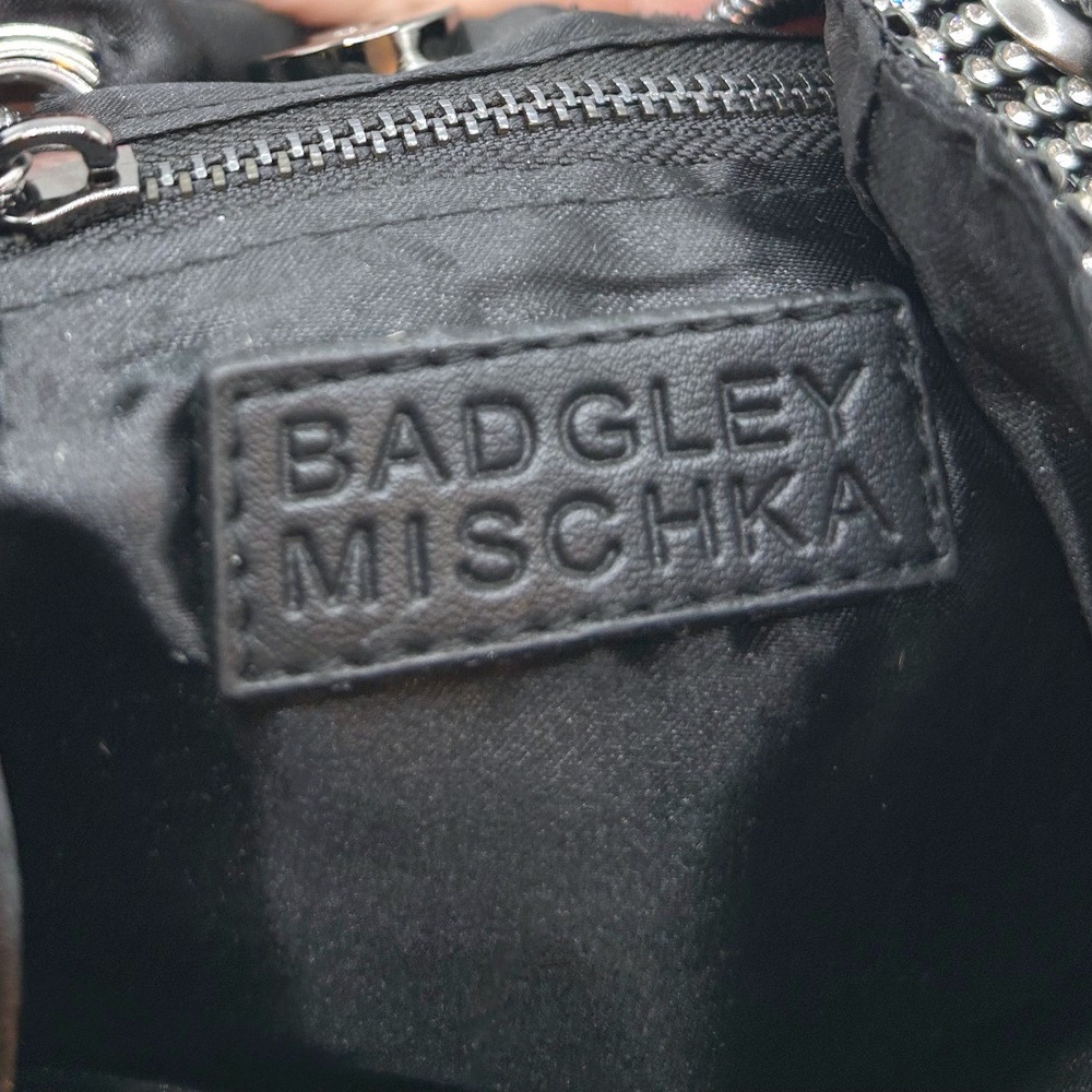 Badgley‎ Mischka Rhinestone Bucket Bag Silver Crystal Drawstring Evening Purse - Picture 2 of 9